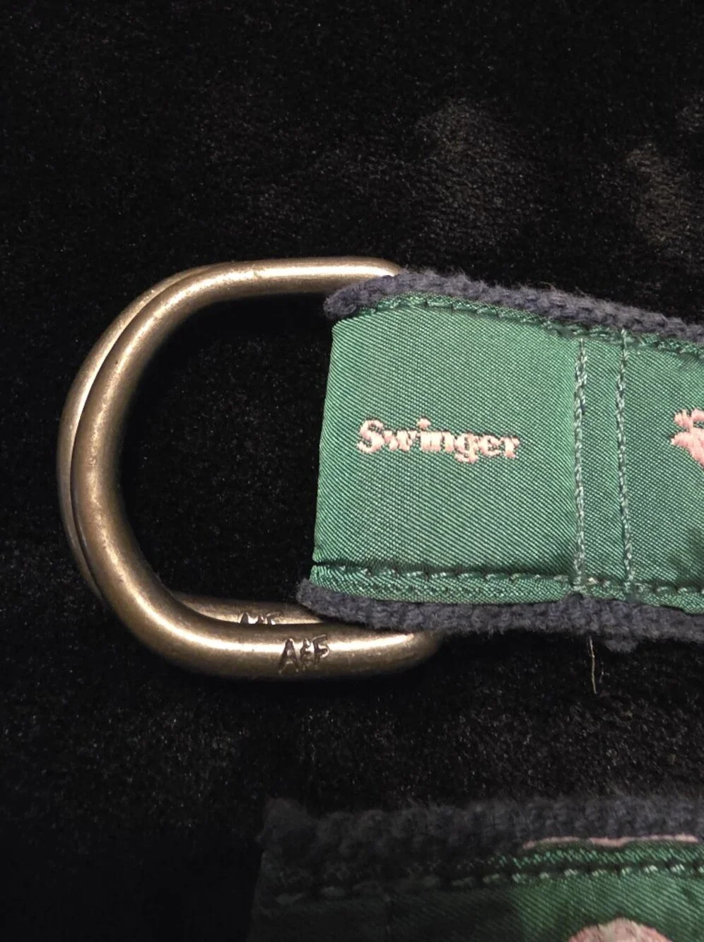 Abercrombie And Fitch Green Ribbon Golf Belt With Moose Detail Vintage